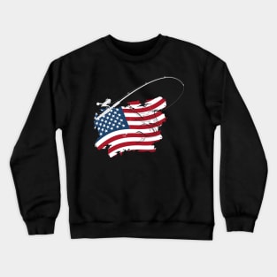 american flag fishing Crewneck Sweatshirt